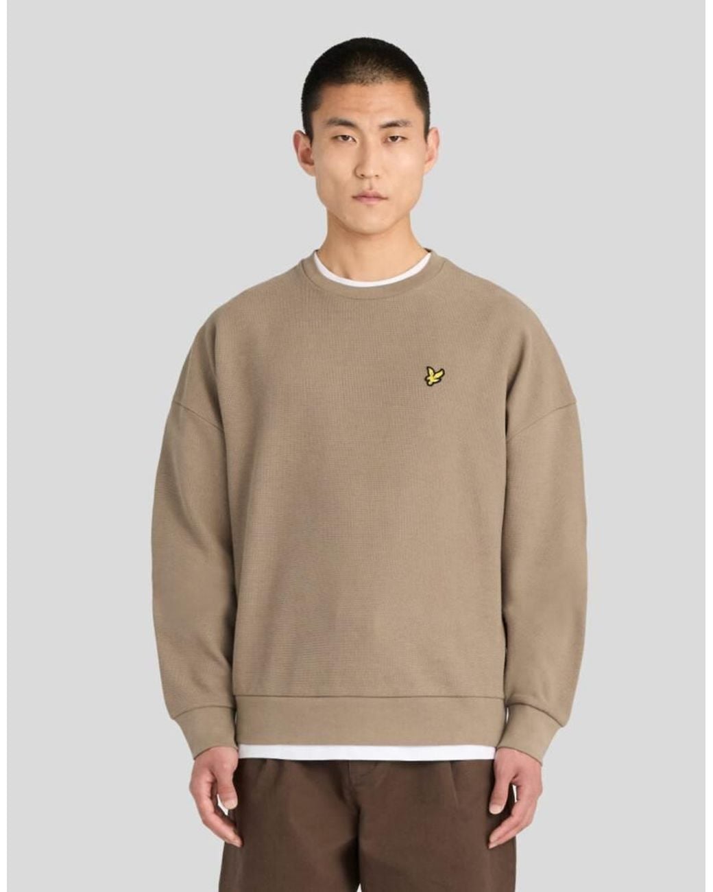 Lyle & Scott Natural Mid Layers Geo Rib Crewneck Sweatshirt for men