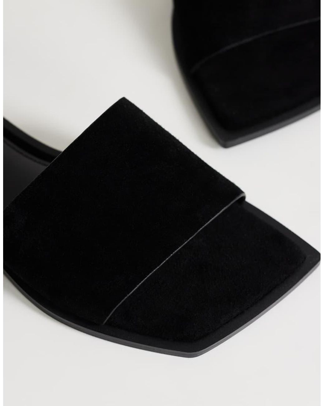 TOPSHOP Black Sara Real Suede Flat Mule Sandals