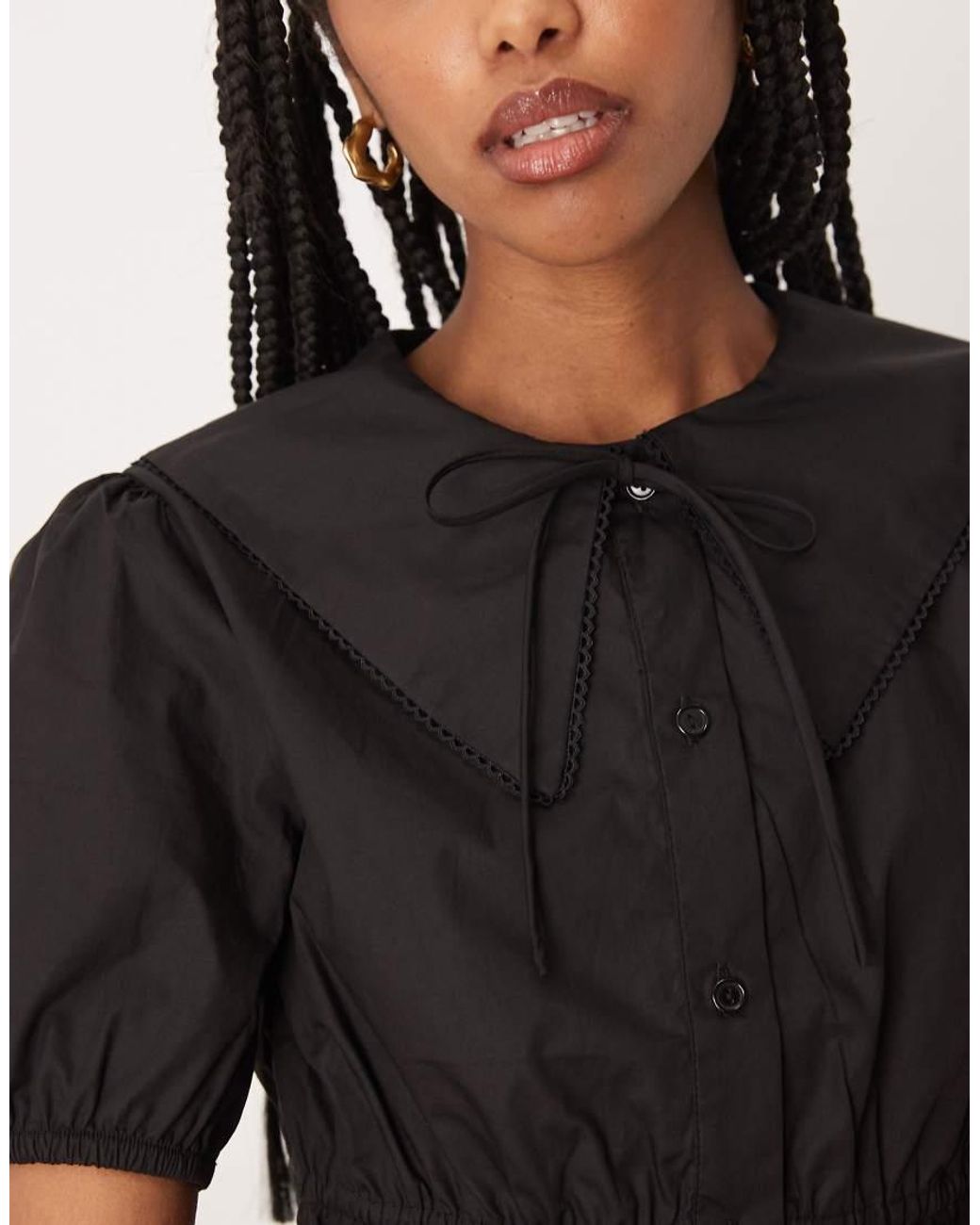 Glamorous Black Short Sleeve Ruched Blouse