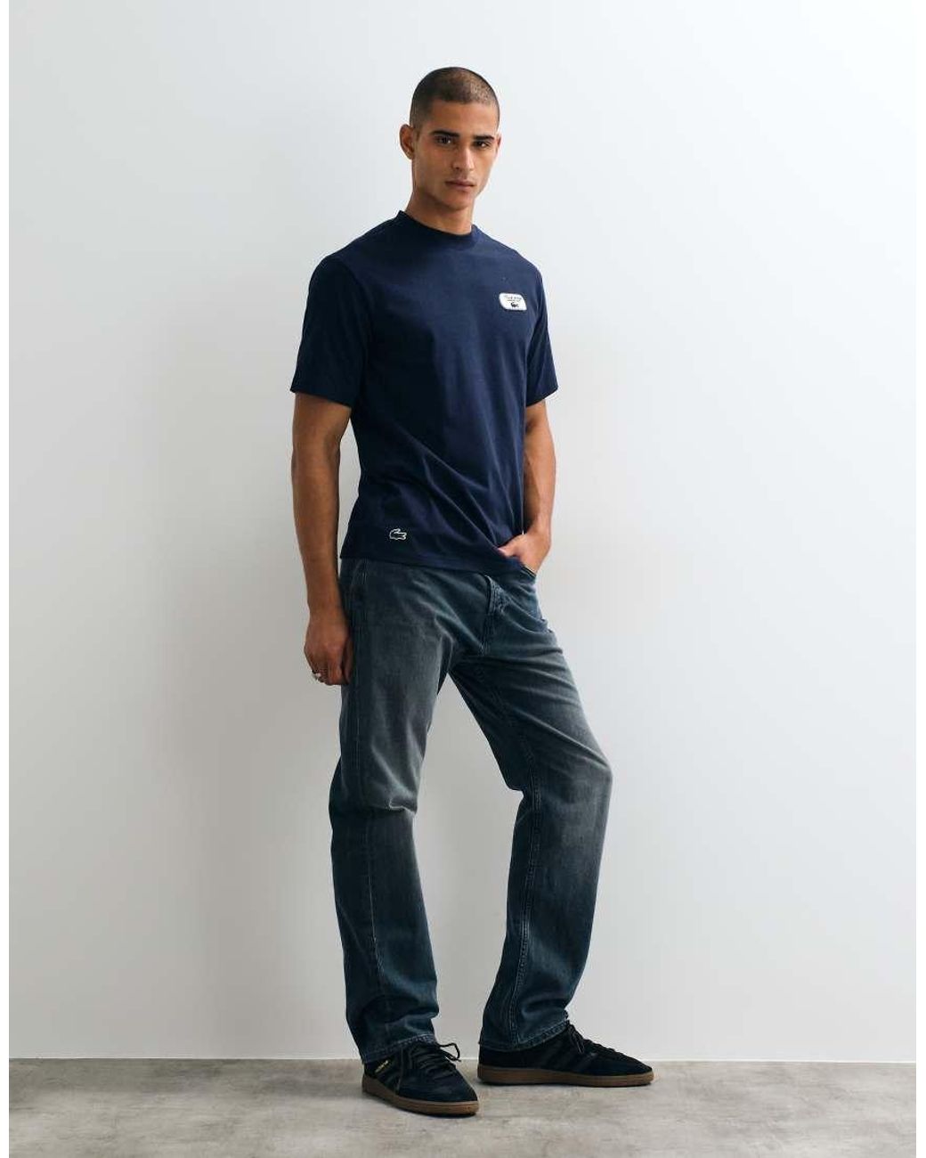 Lacoste Blue Tennis Heritage Badge Accent Back Graphic T-Shirt for men