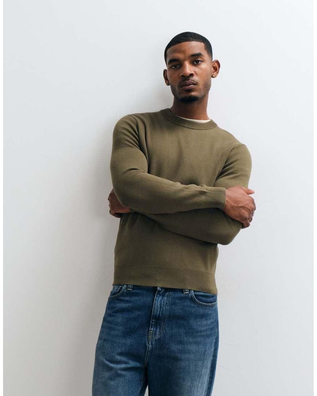 Mango Blue 100% Wool Knitted Jumper for men