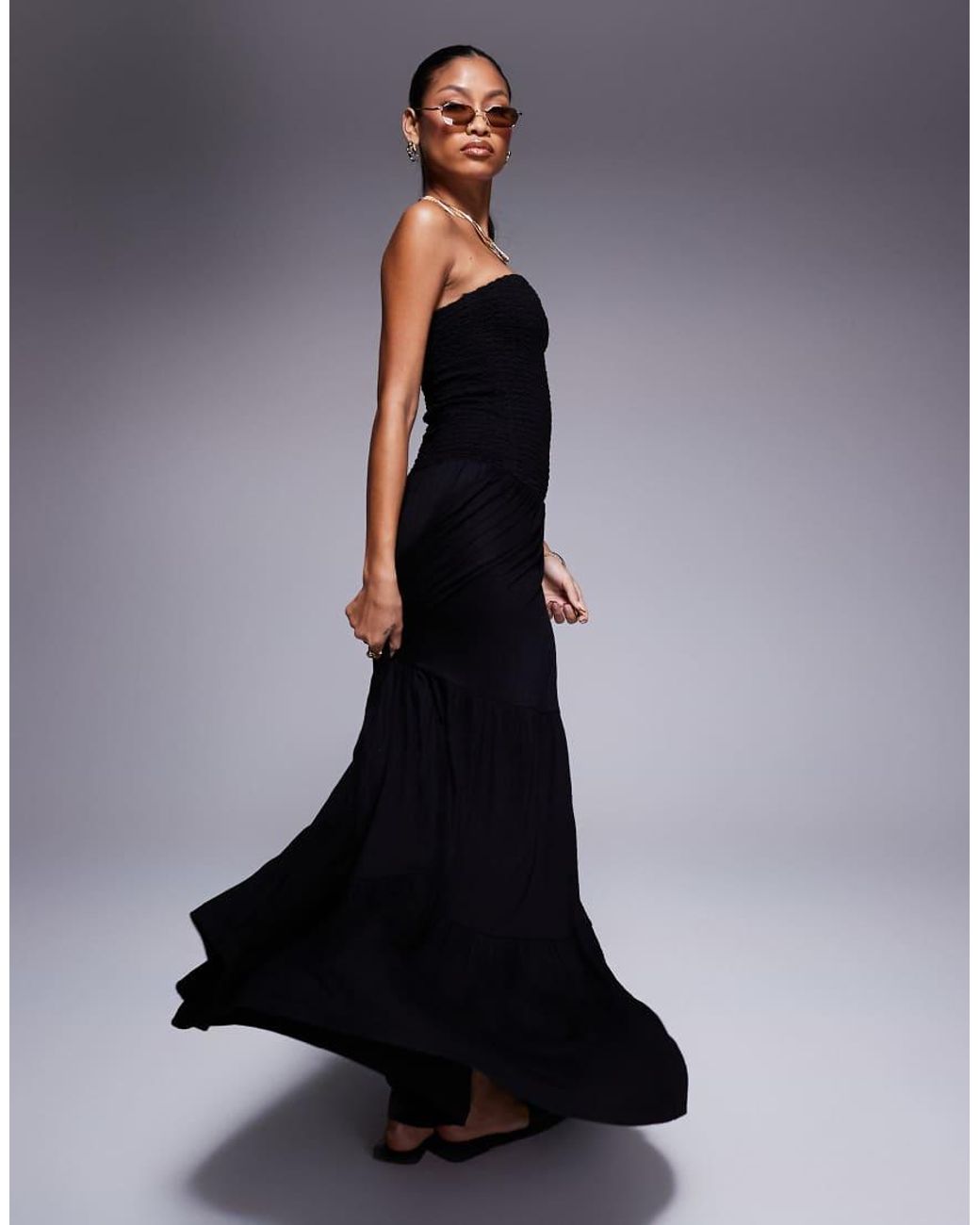 princess polly baby blue dress Lycra Black Strapless Bodycon Maxi Dress Side Slit Western Partywear Dress  at ₹ 279/piece in Surat