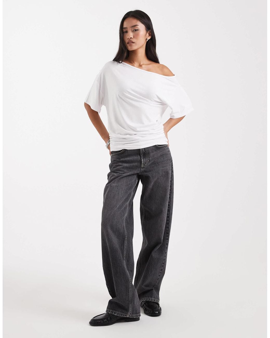 Collusion White Off Shoulder Drapey Top