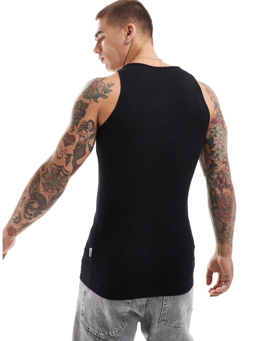 Jack & Jones Black Ribbed Vest for men