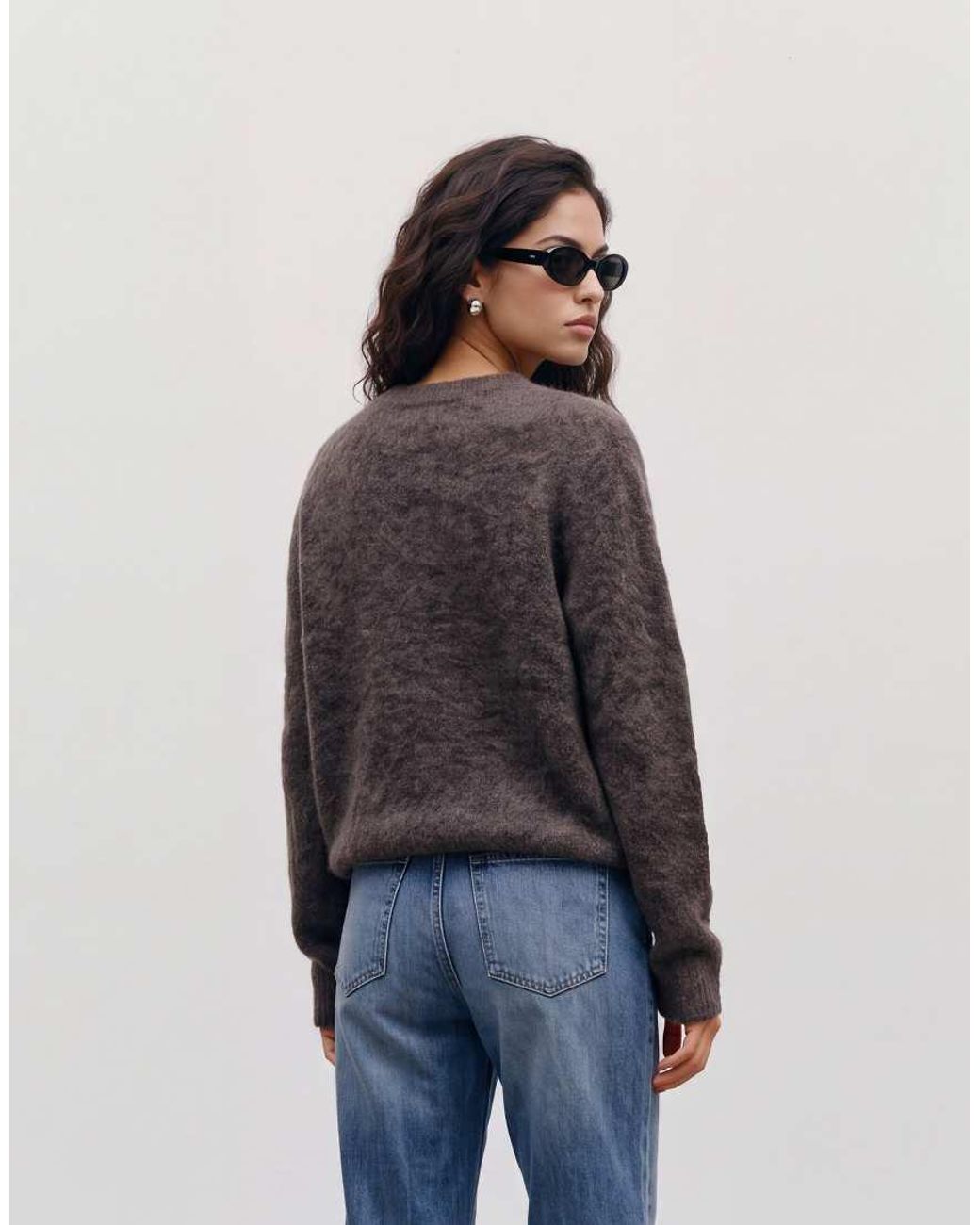 Vero Moda Gray Soft Fluffy Knit O-neck Jumper