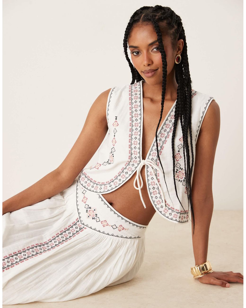 Threadbare Natural – gewebte weste aus baumwolle