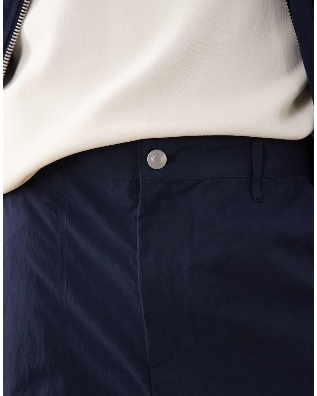 ASOS COLLECTIVE Blue Ac-b-252 Carrot Fit Cotton Nylon Blend Chinos for men