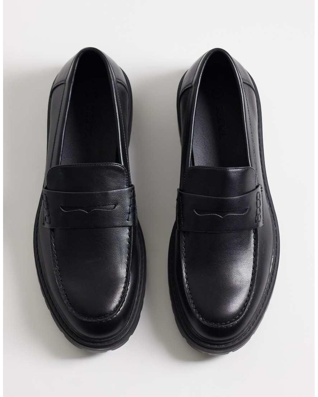 SEQWL Black Sven Square Toe Loafers for men