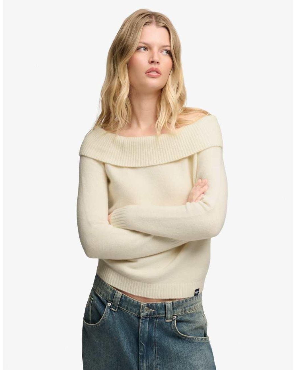 Superdry Natural Bardot Knitted Jumper