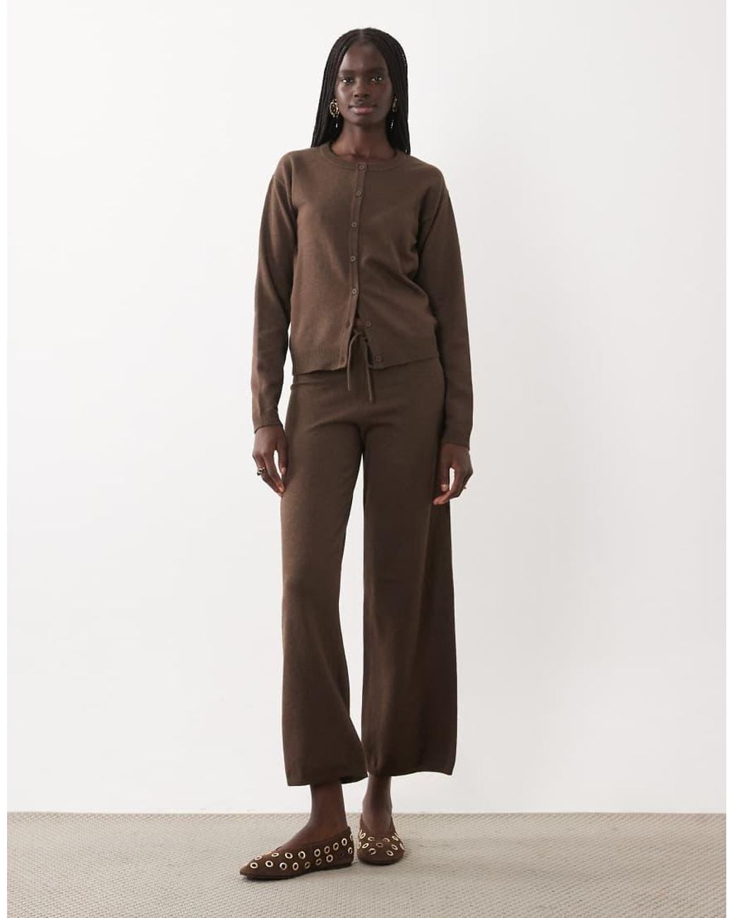 JJ Rebel Brown Long Sleeved Knitted Cardigan Co-Ord