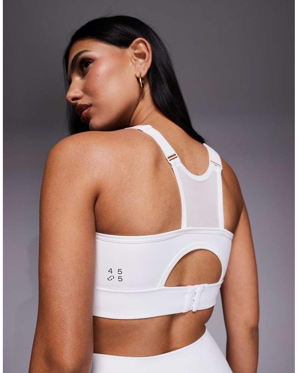 4505 Gray High Support Sports Bra With Adjustable Straps And Removeable Padding