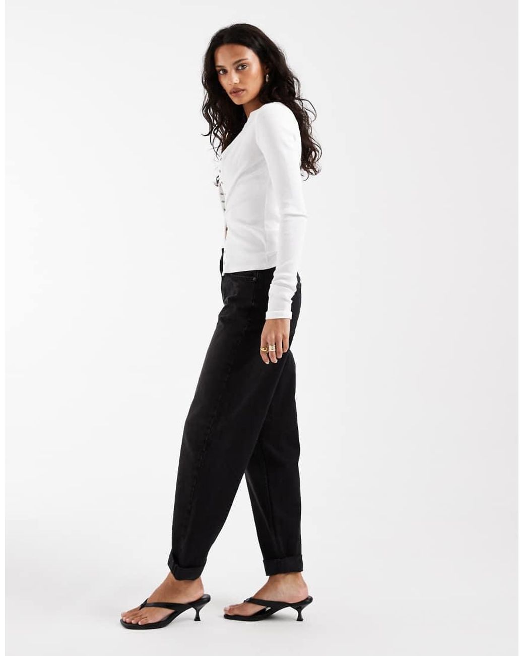 ASOS Natural High Rise Relaxed Mom Jean