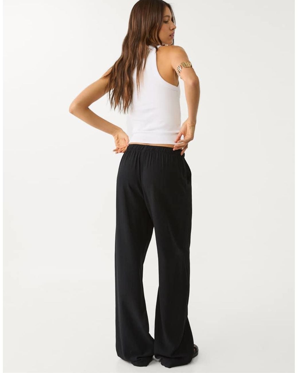 Stradivarius Black Petite Trousers With Linen