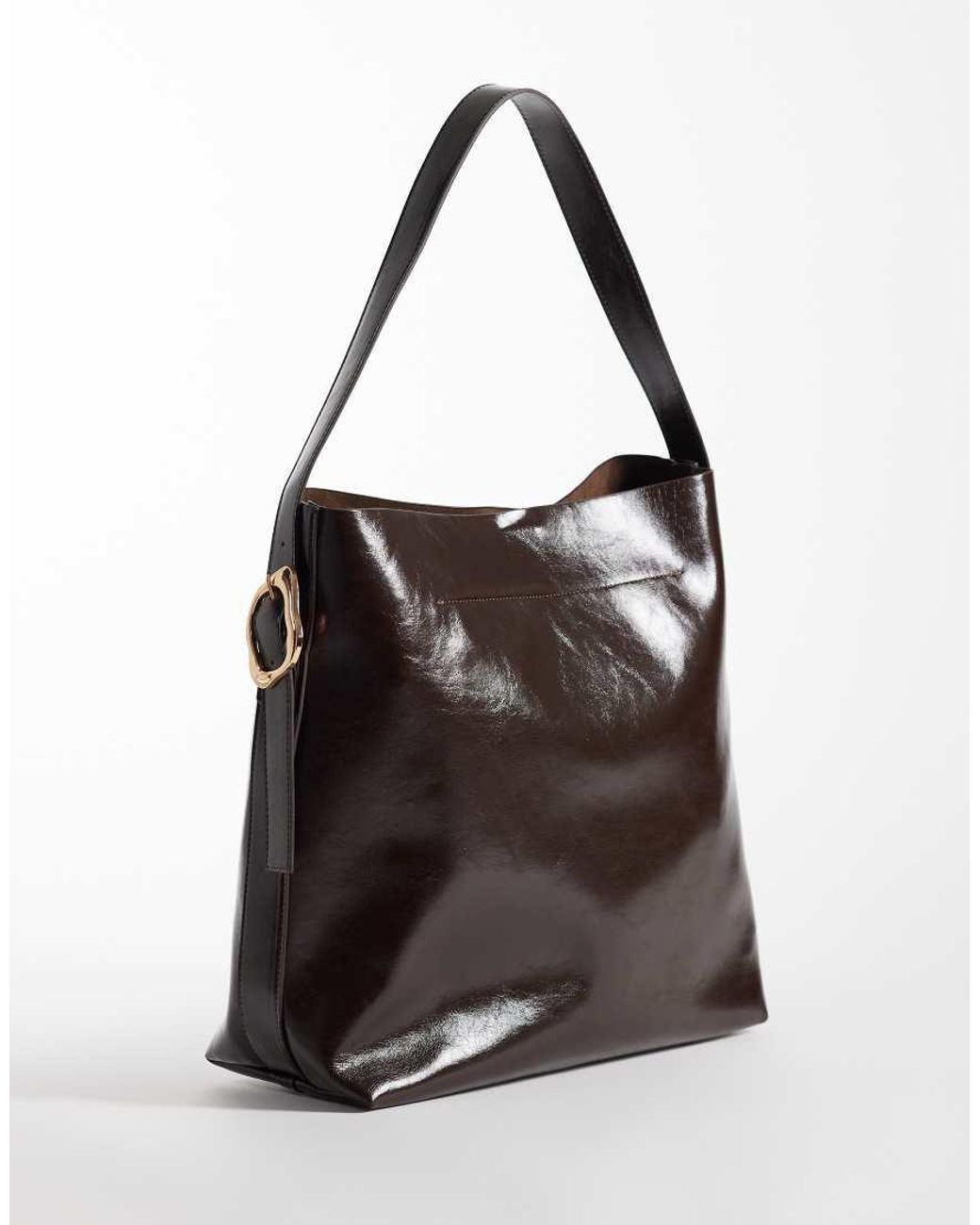 Vero Moda Black Bucket Shoulder Bag With Gold Hardware