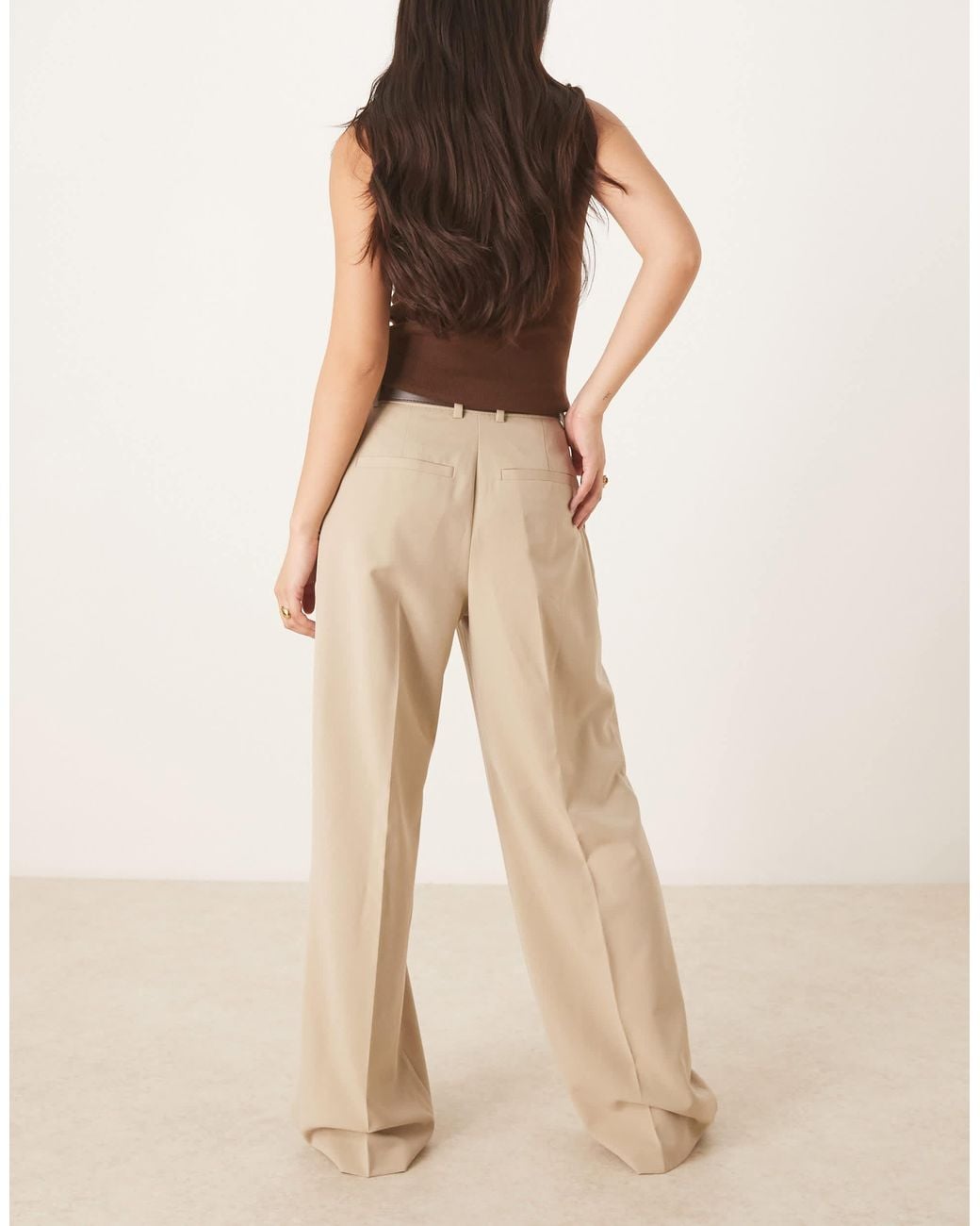ASOS Tailored Belted Wide Leg Pants With Pleat Details in Natural Lyst — free download