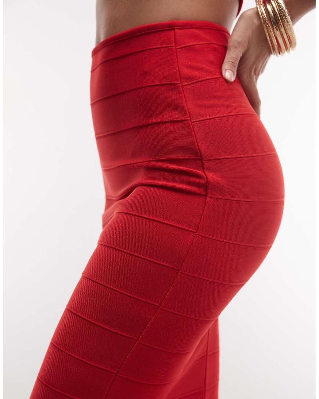 ASOS Red Striped Bandage Maxi Skirt