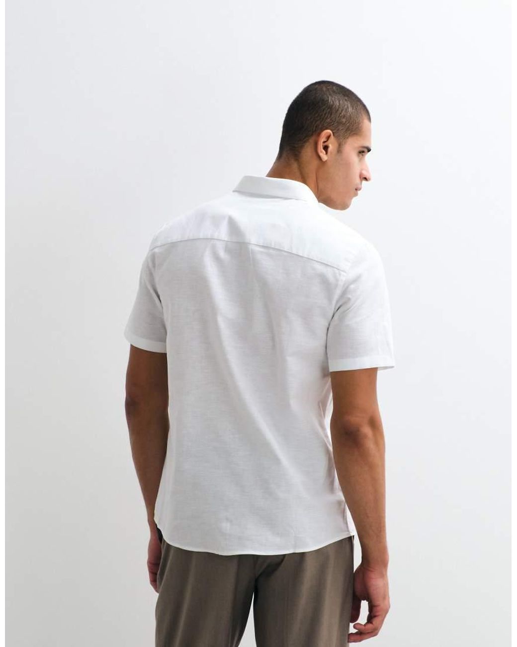 ASOS White Regular Fit Smart Linen Blend Shirt for men