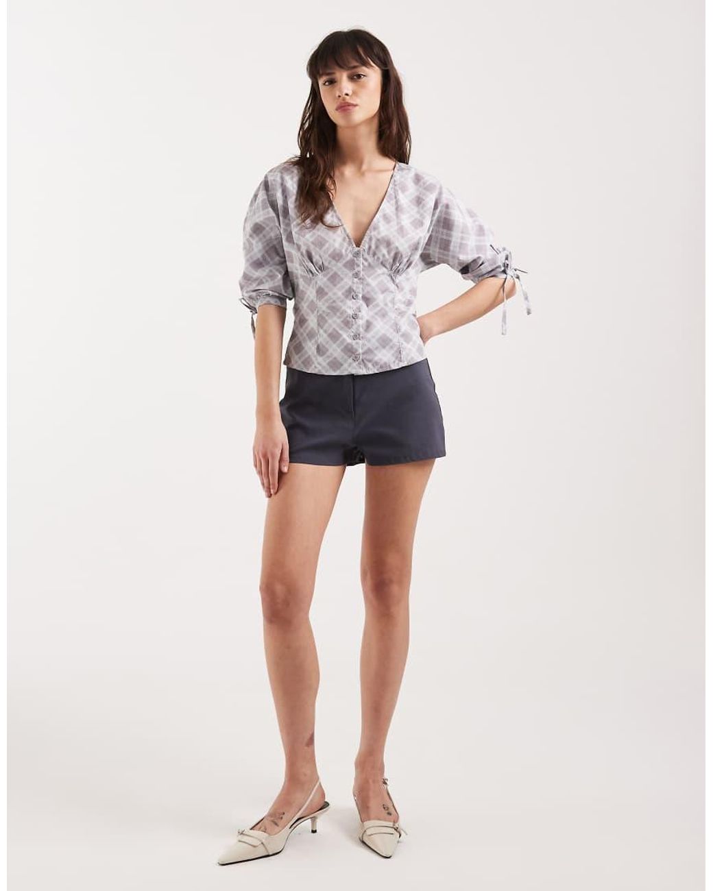 Motel White Kadeka Poplin Tie Detailing Shirt