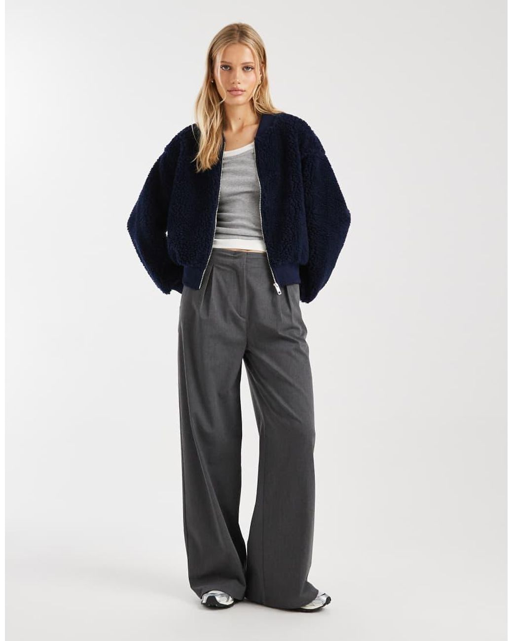 ASOS Blue Borg Bomber Jacket
