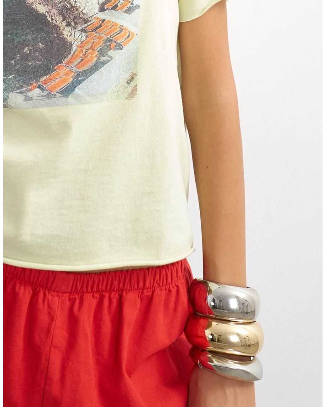 TOPSHOP Red Poplin Bubble Short