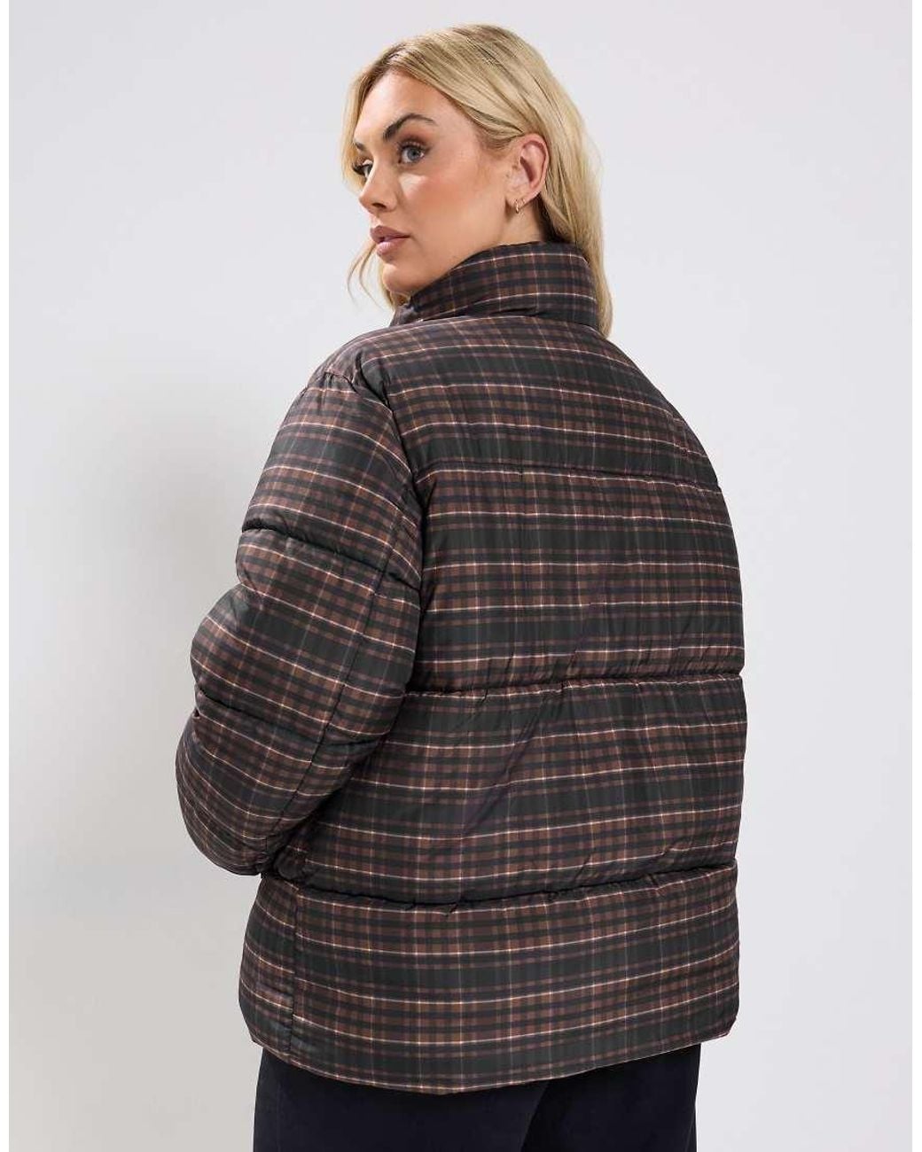 Yours Clothing Gray Check Padded Coat
