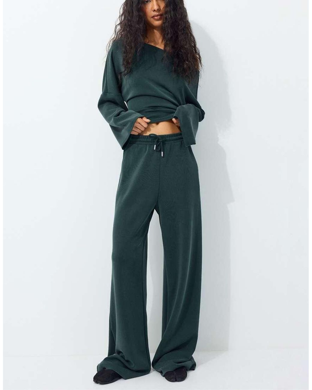 Stradivarius Green Soft-touch Palazzo Trousers