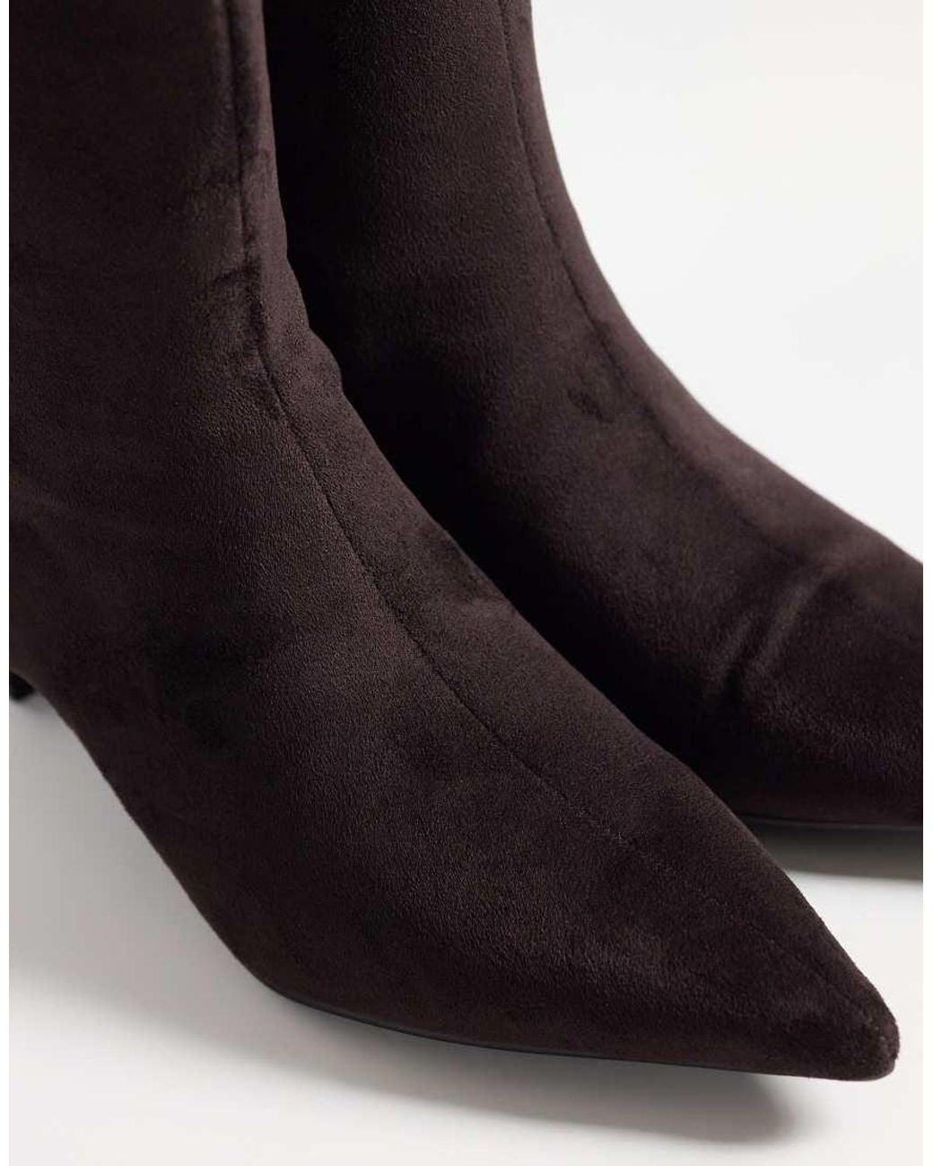 Threadbare Black Faux Suede Knee High Heeled Boot