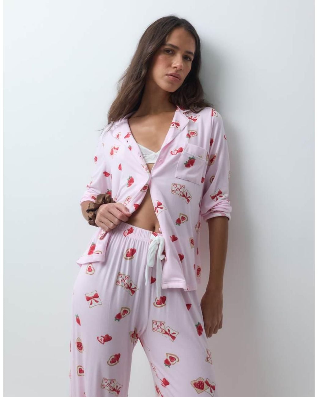 Boux Avenue Pink Modal Revere Long Sleeve Pyjama Set
