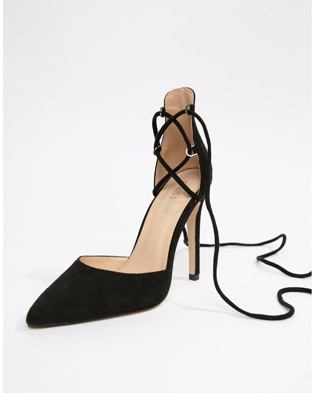 Chaussures à talons chic avec liens à nouer Caoutchouc Public Desire en  coloris Noir - Lyst