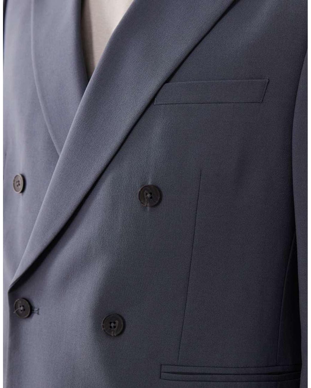 ASOS Blue Double Breasted Regular Suit Jacket for men