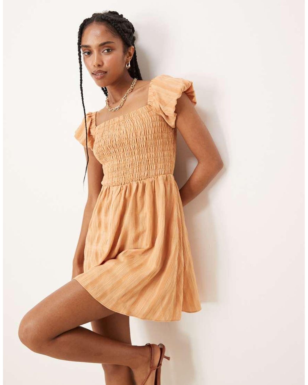 Glamorous Natural Square Neck Mini Dress