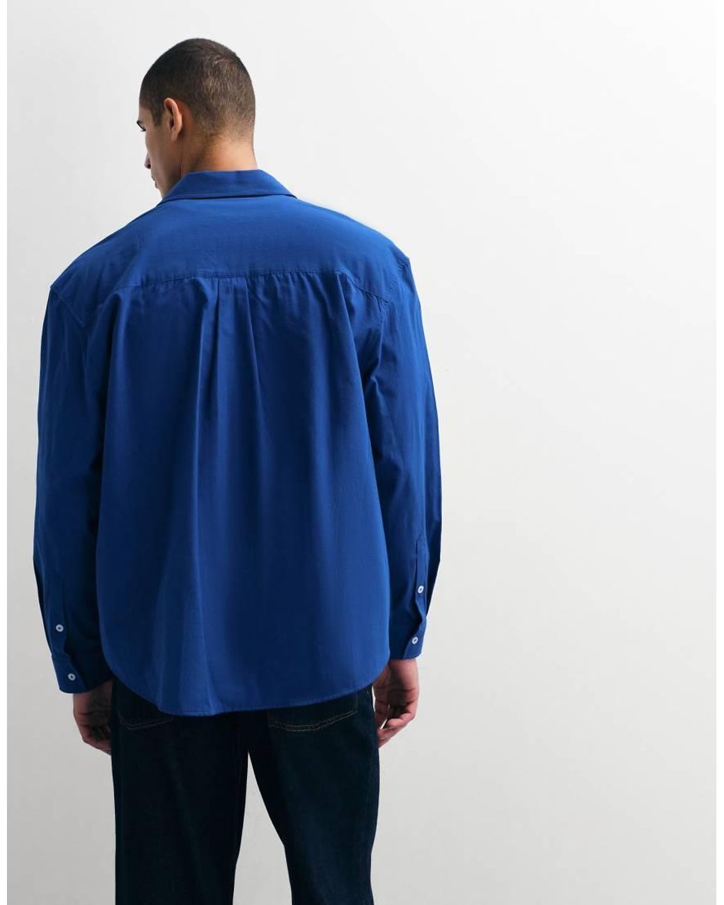 ASOS Blue Oversized Poplin Shirt for men