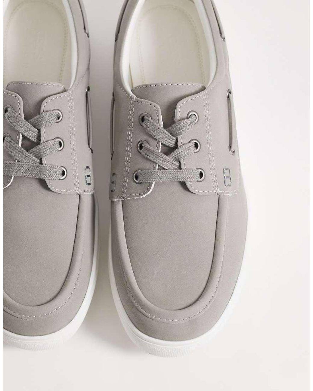 ASOS Gray Lace Up Boat Shoes for men