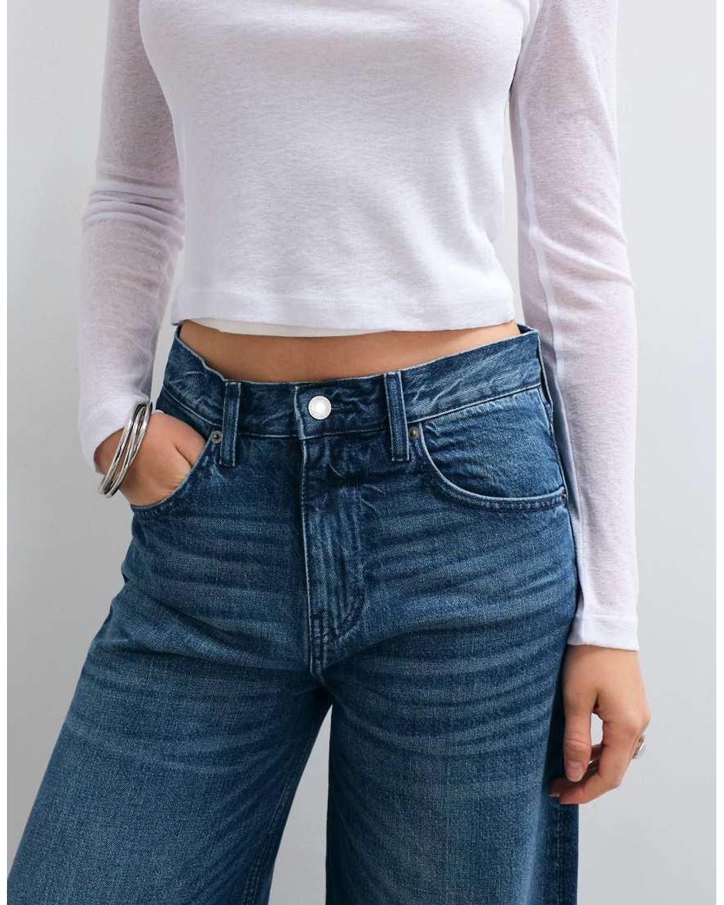 Weekday Blue Unisex Wide Leg Jeans