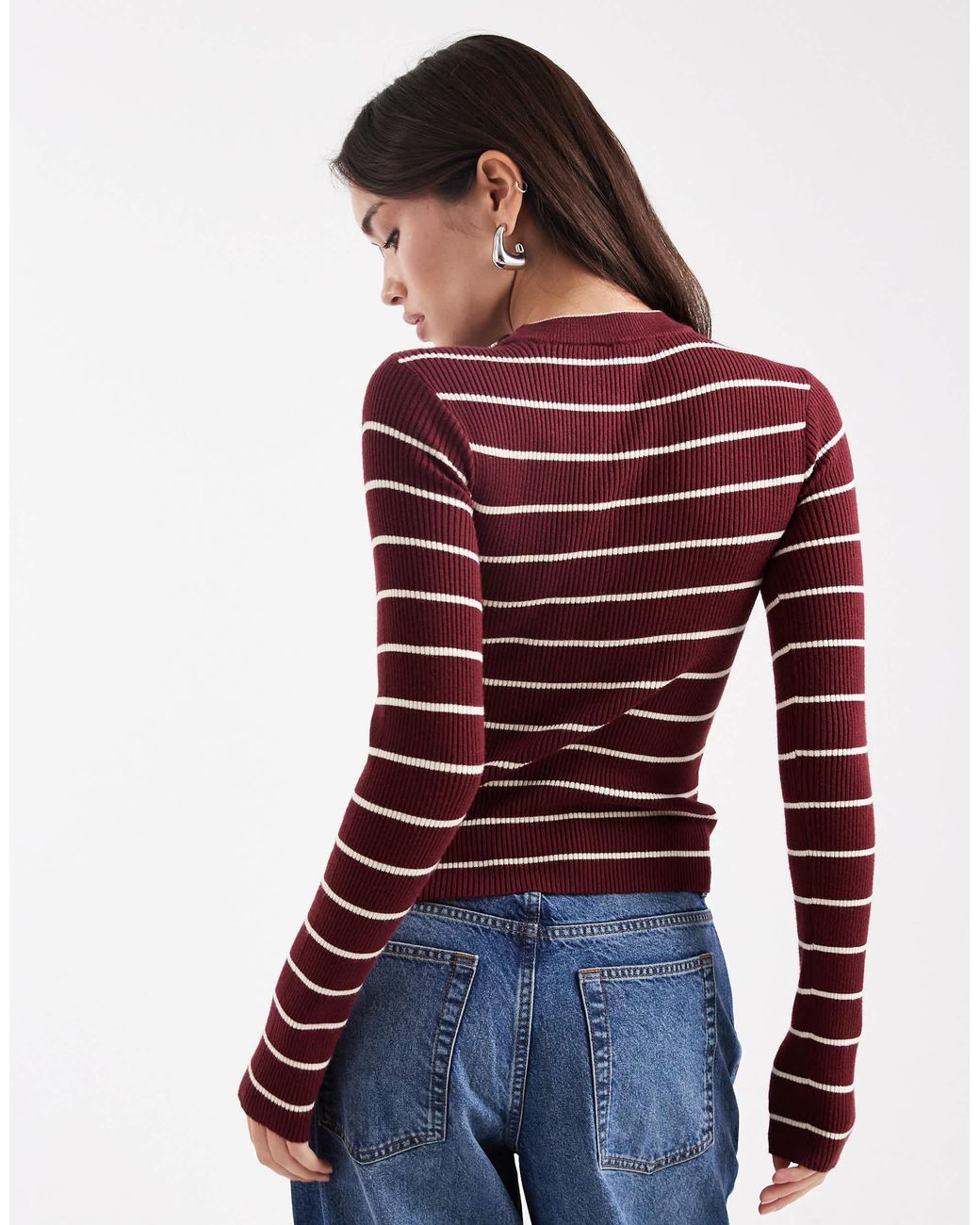 Pieces Red Rib Knit Top