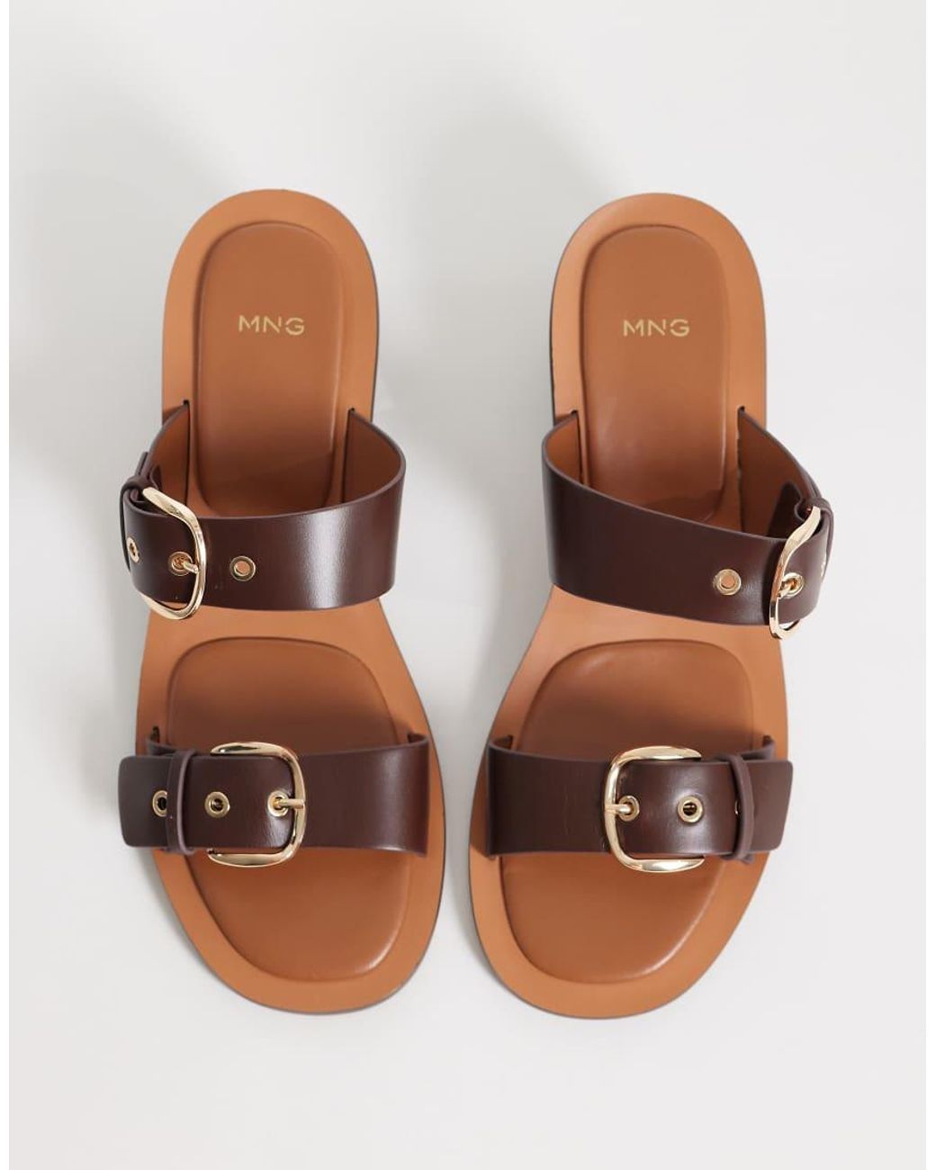 Mango White Buckle Detail Heeled Sandal