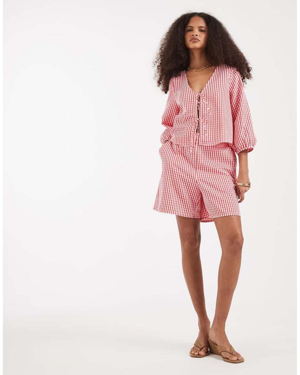 Vero Moda Pink Tie Front Top Co-ord