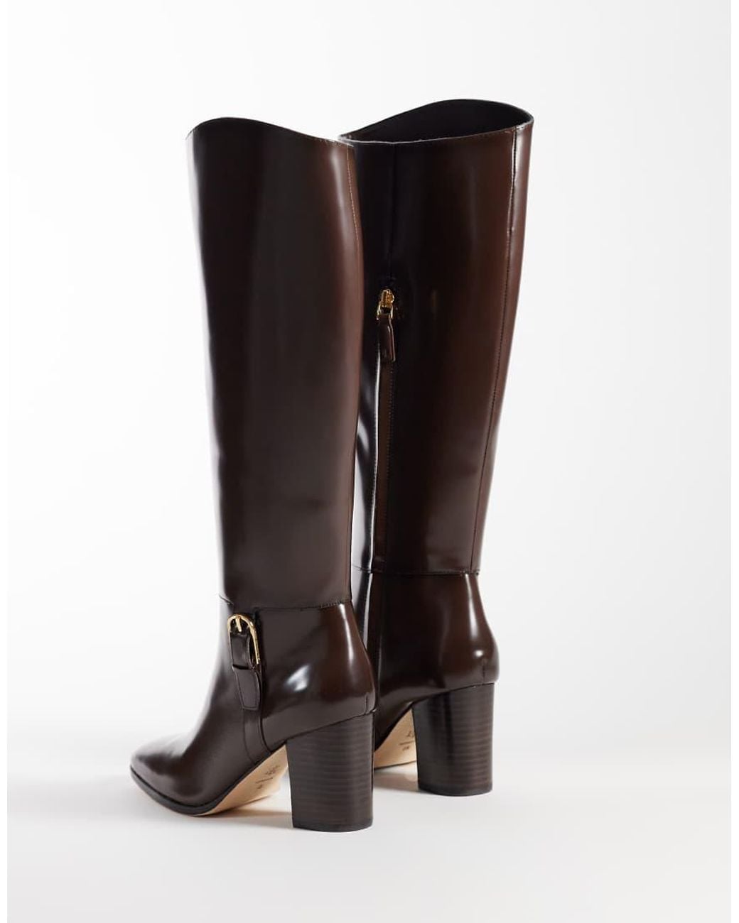 Ralph Lauren Brown Knee High Heeled Boots