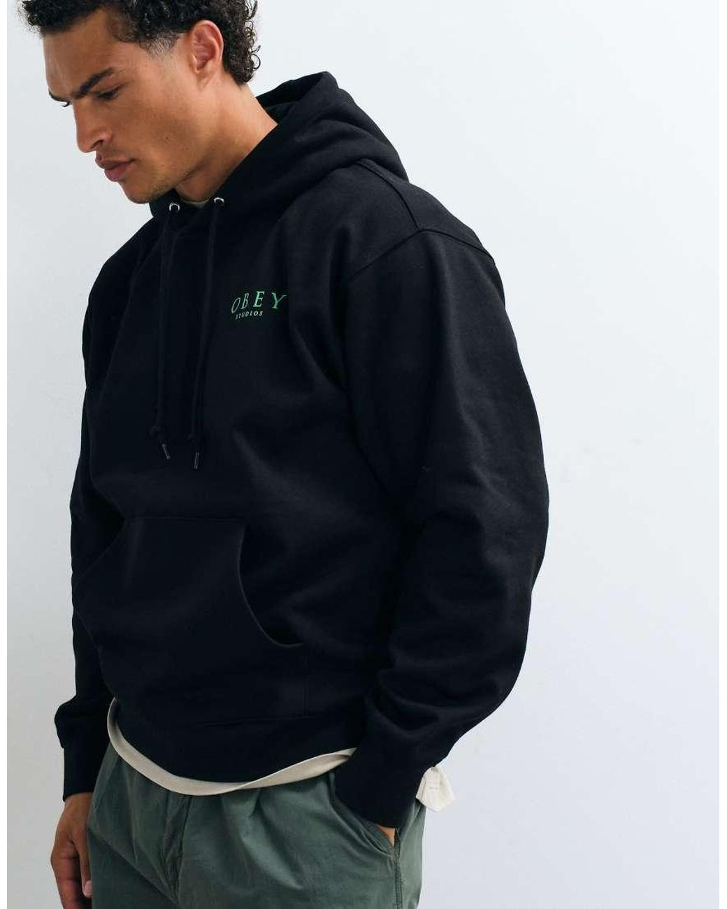 Obey Blue Flores Robus Back Graphic Hoodie for men