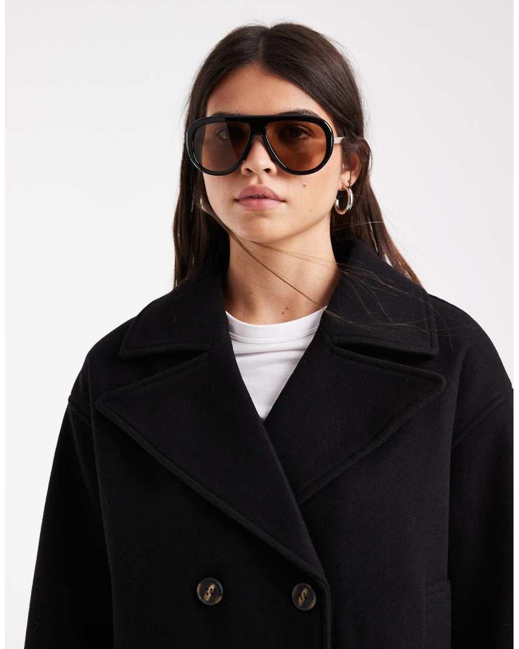 Vero Moda Black Short Double Breasted Formal Coat