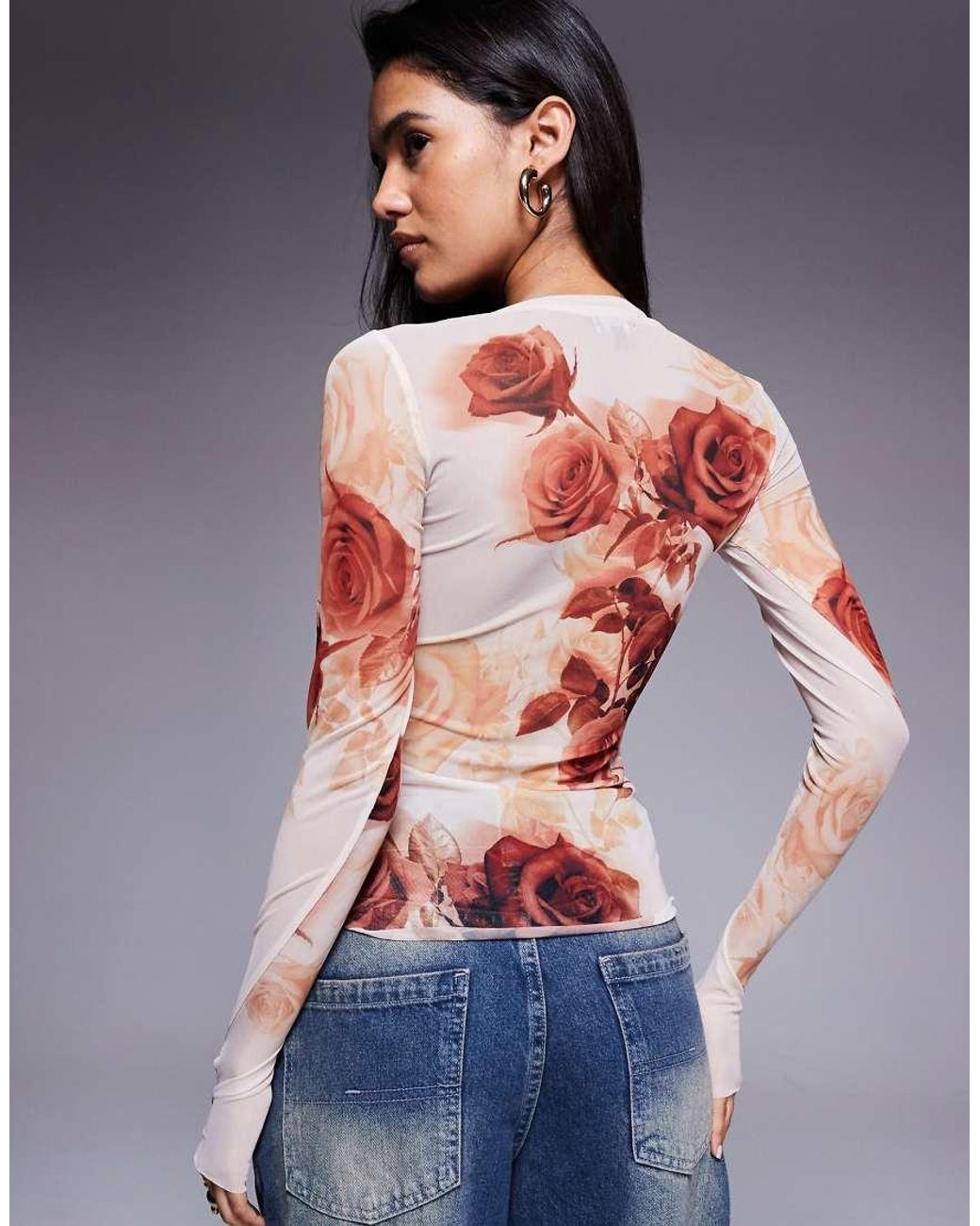 AFRM Gray Mesh Long Sleeve Top