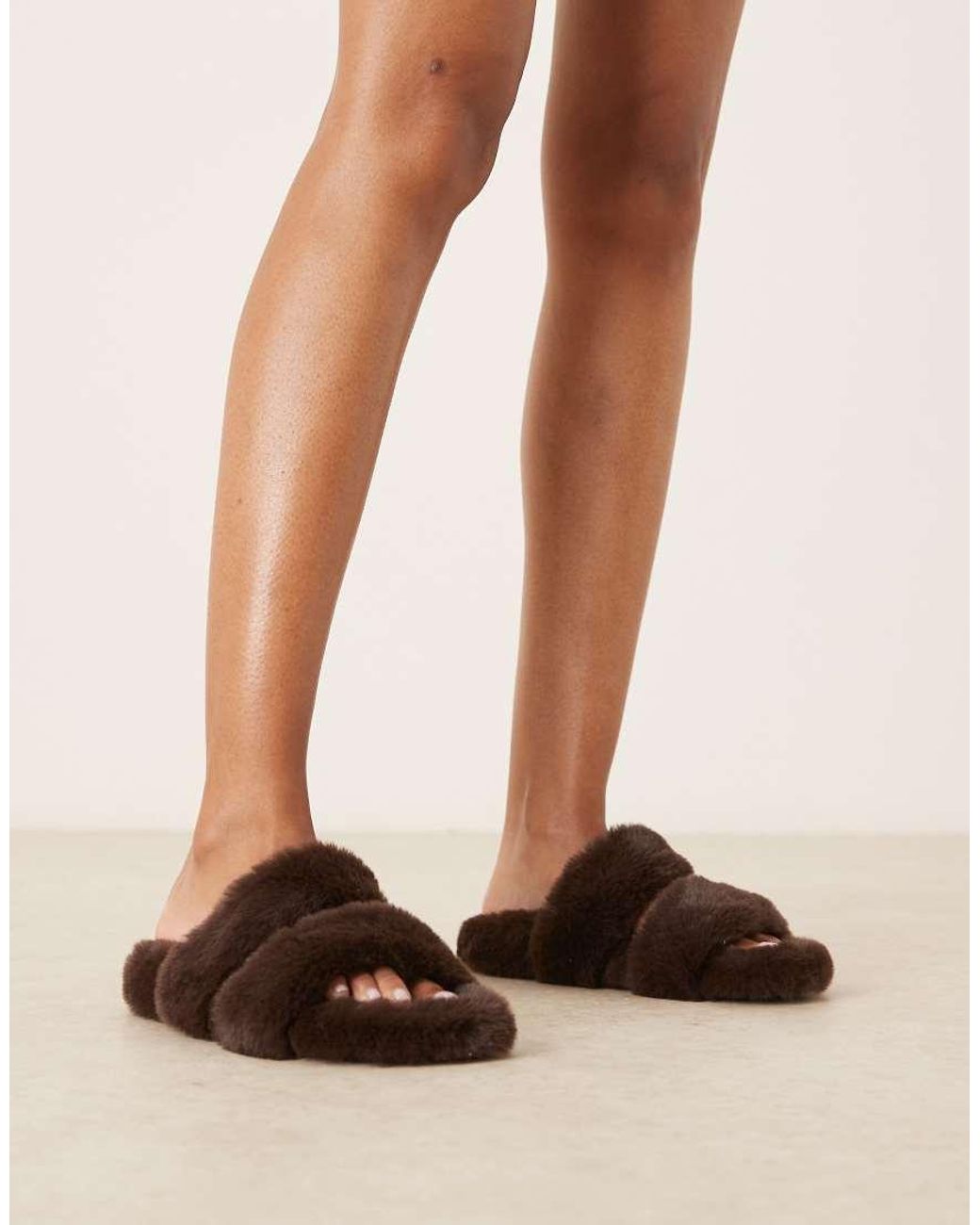 ASOS Brown Zoey Double Strap Mule Slippers