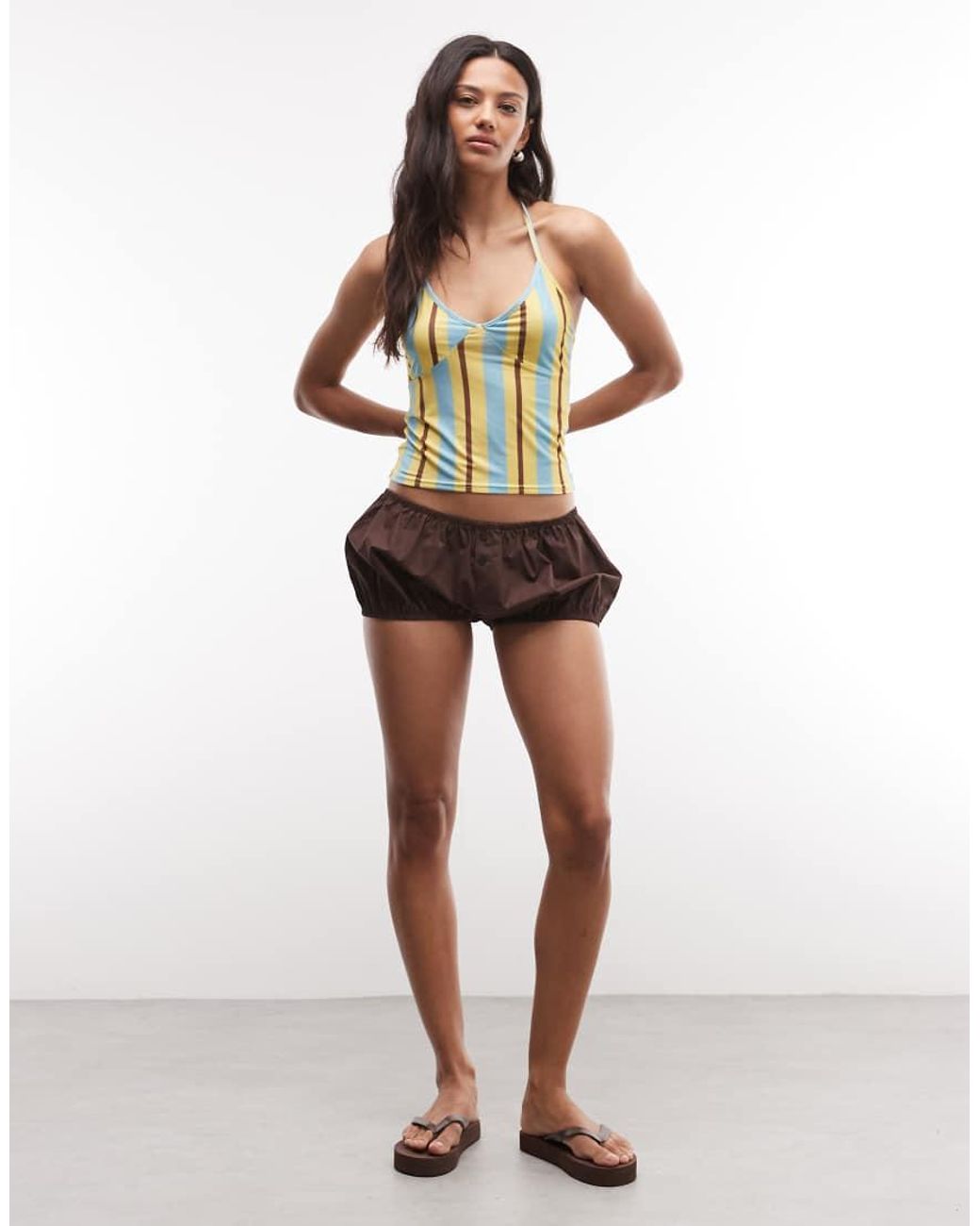 Reclaimed Vintage Multicolor Tankini Halter Cami Top