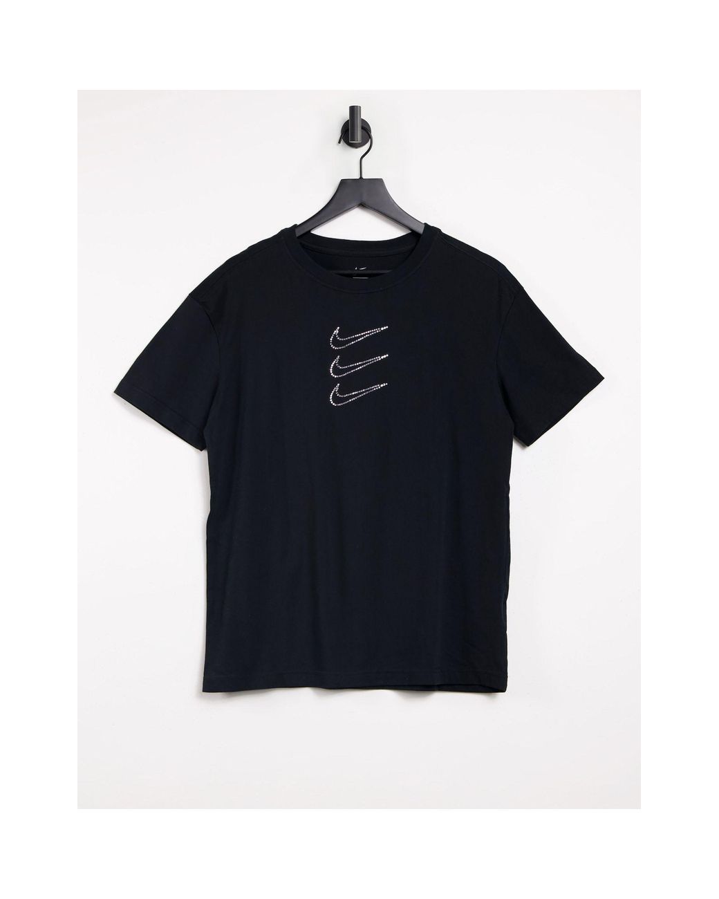 Nike Cotton Rhinestone Triple Swoosh T-shirt in Black | Lyst Australia