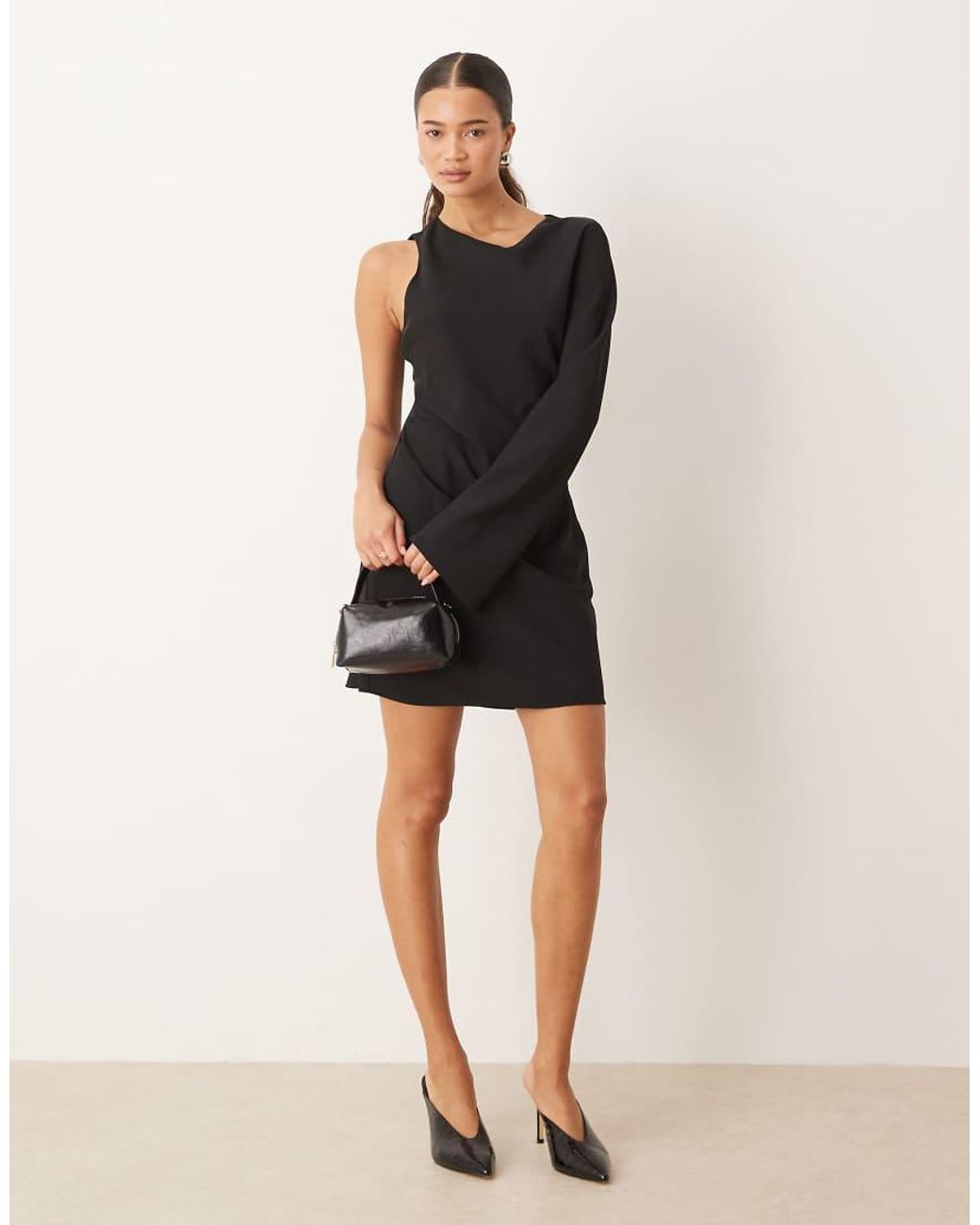 Mango Natural One Shoulder Mini Dress