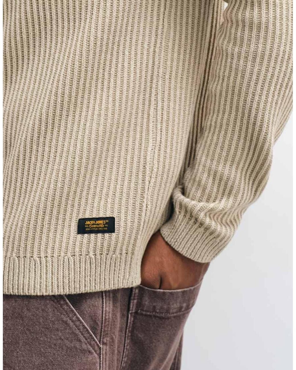 Jack & Jones Natural Chunky Ribbed Jumper for men