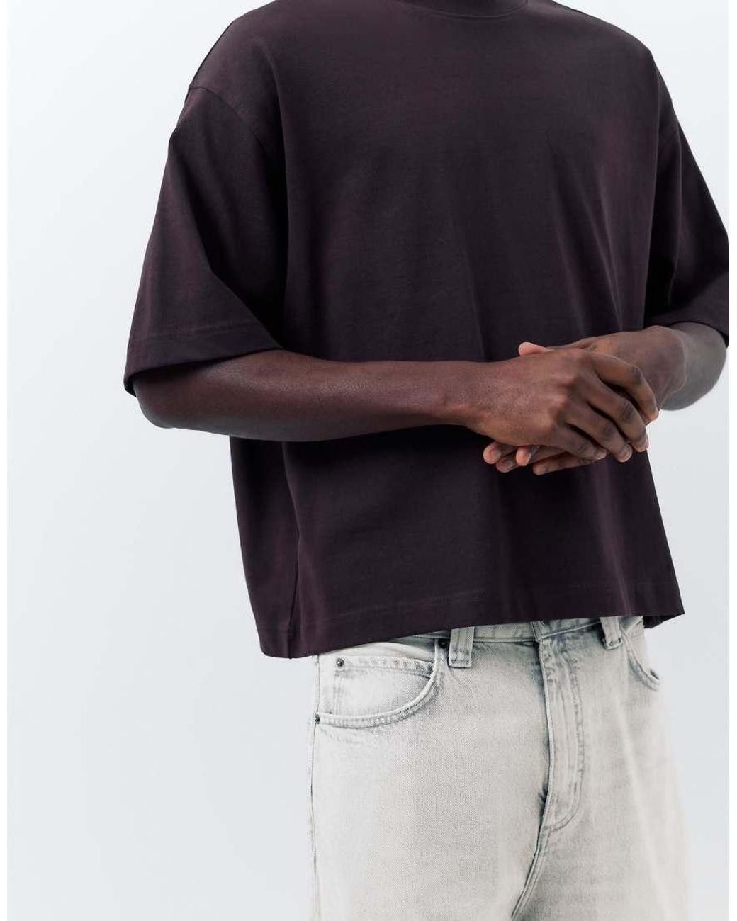 Pull&Bear Gray Skater Denim Bermuda Shorts for men