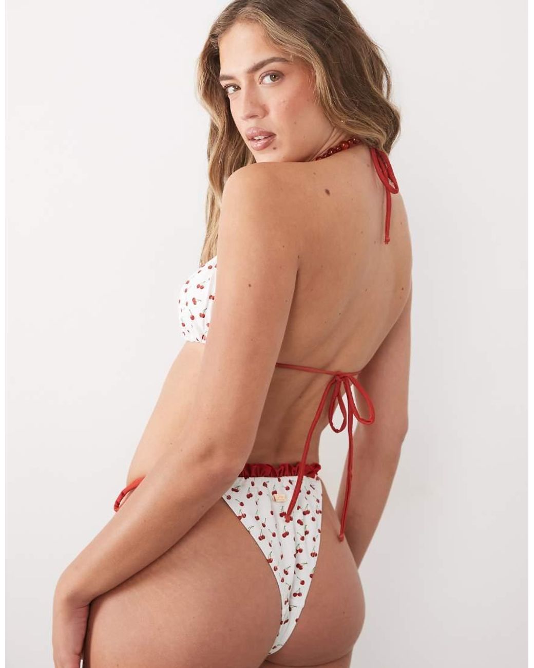 Going Somewhere Green Cherry Print Triangle Bikini Top