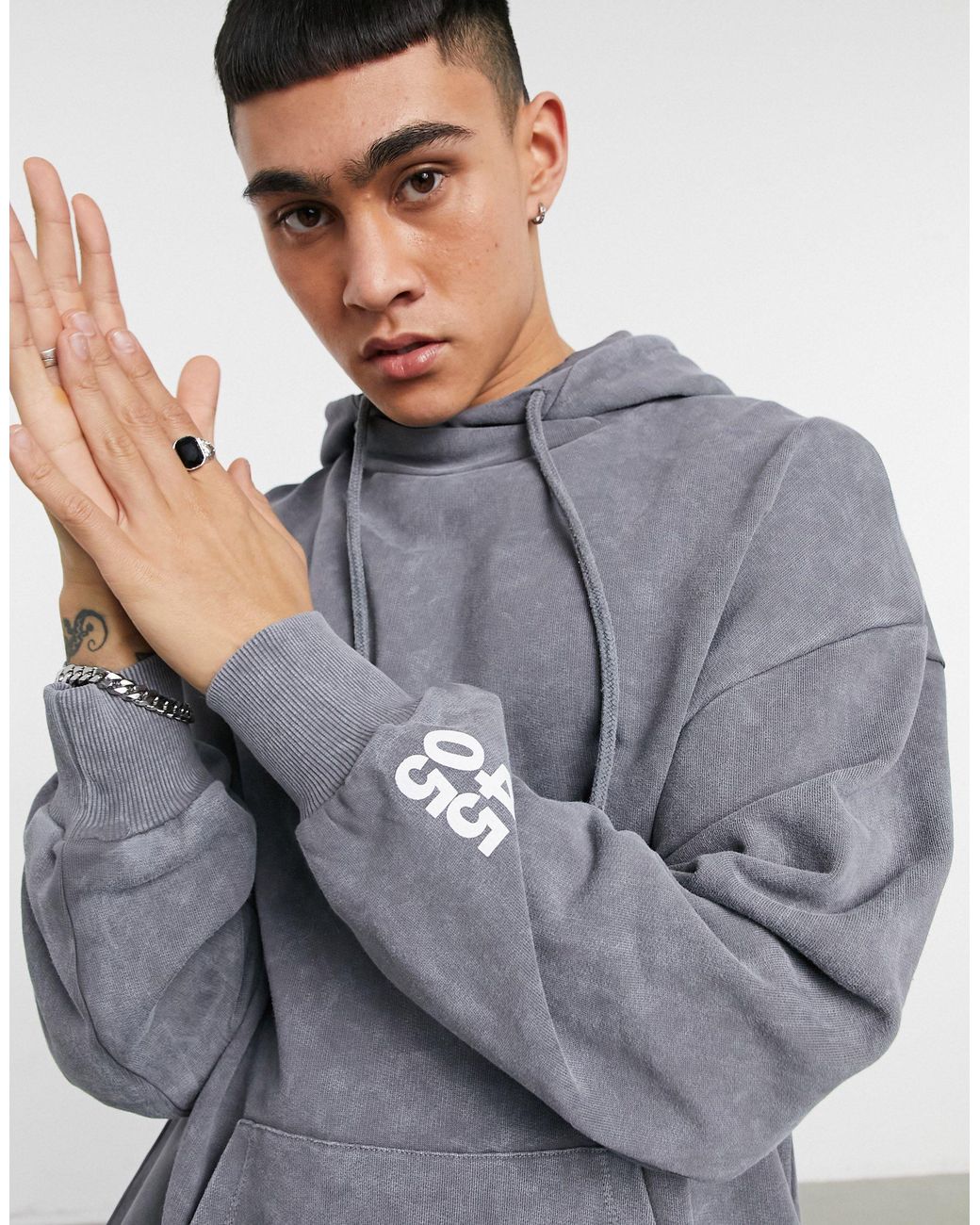 ASOS 4505 Oversized Hoodie With Acid Wash in Grey for Men | Lyst Canada