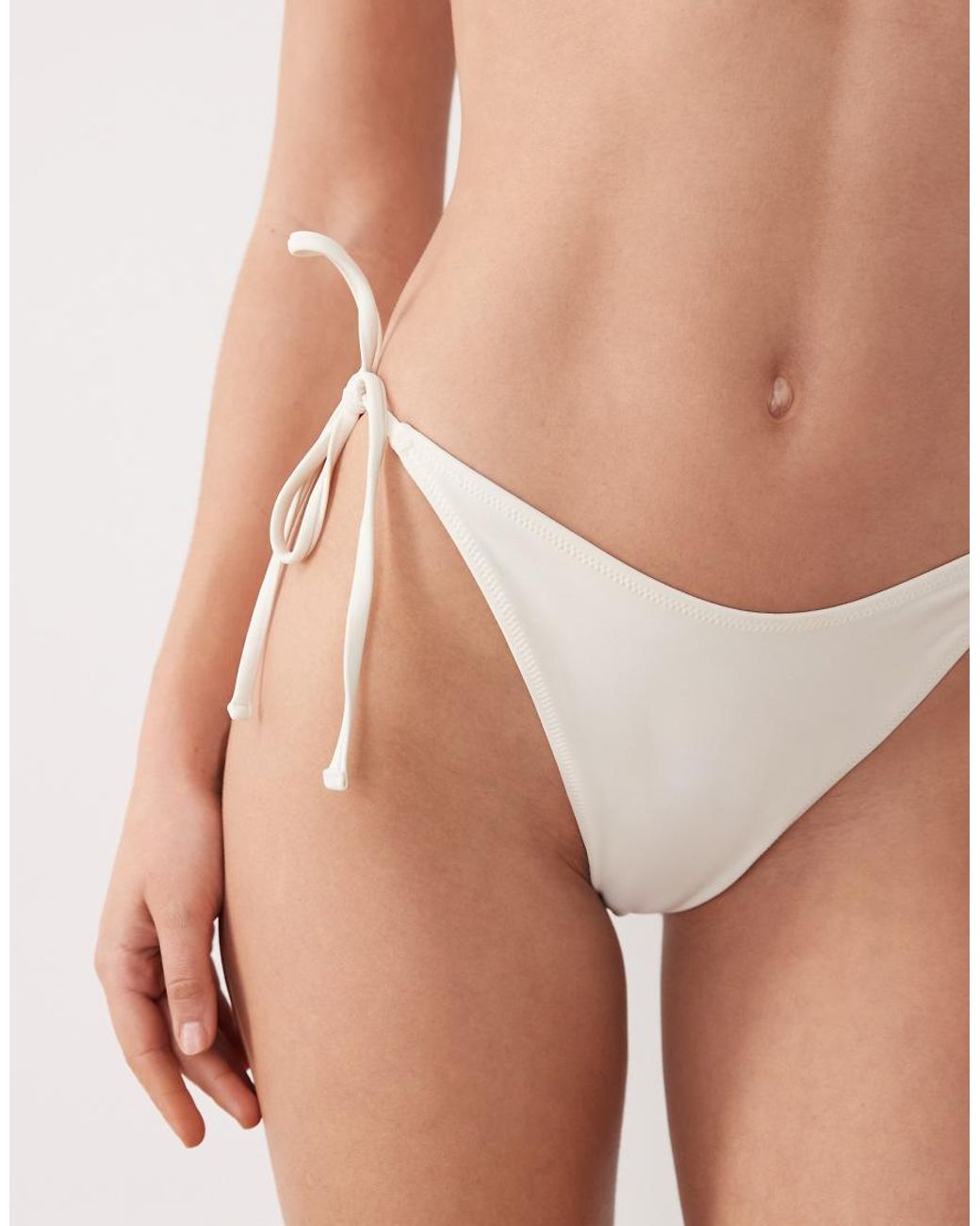 Miss Selfridge Natural Mix And Match Tie Side Ruched Bum Bikini Bottom
